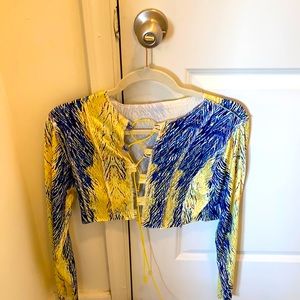 Blue and Yellow Crop Top